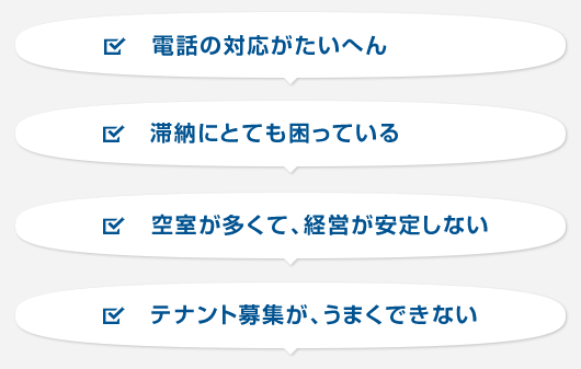 電話の対応がたいへん,滞納にとても困っている,滞納にとても困っている